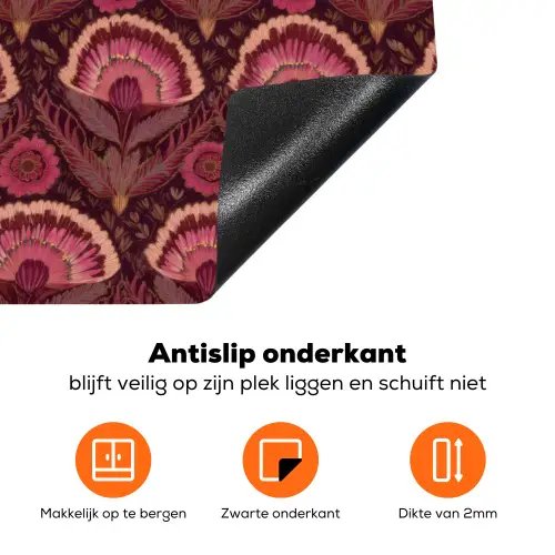 Antiek - Bloemen - Kleurrijk Inductie beschermer vinyl 3mm klein 276 -zzzzzzz-td-onderkant