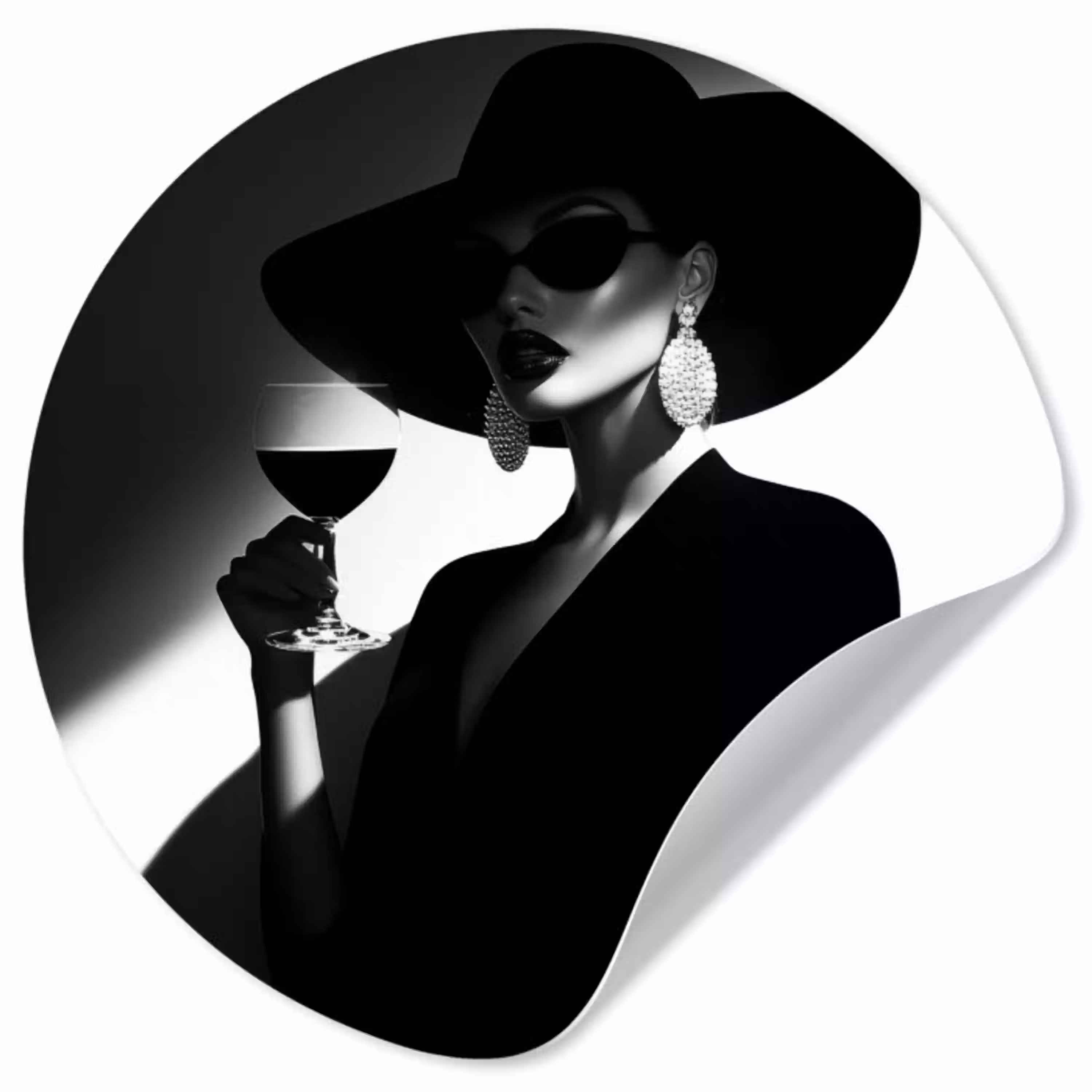 Vrouw - Wijn - Chic Wandcirkel behangsticker klein -3d