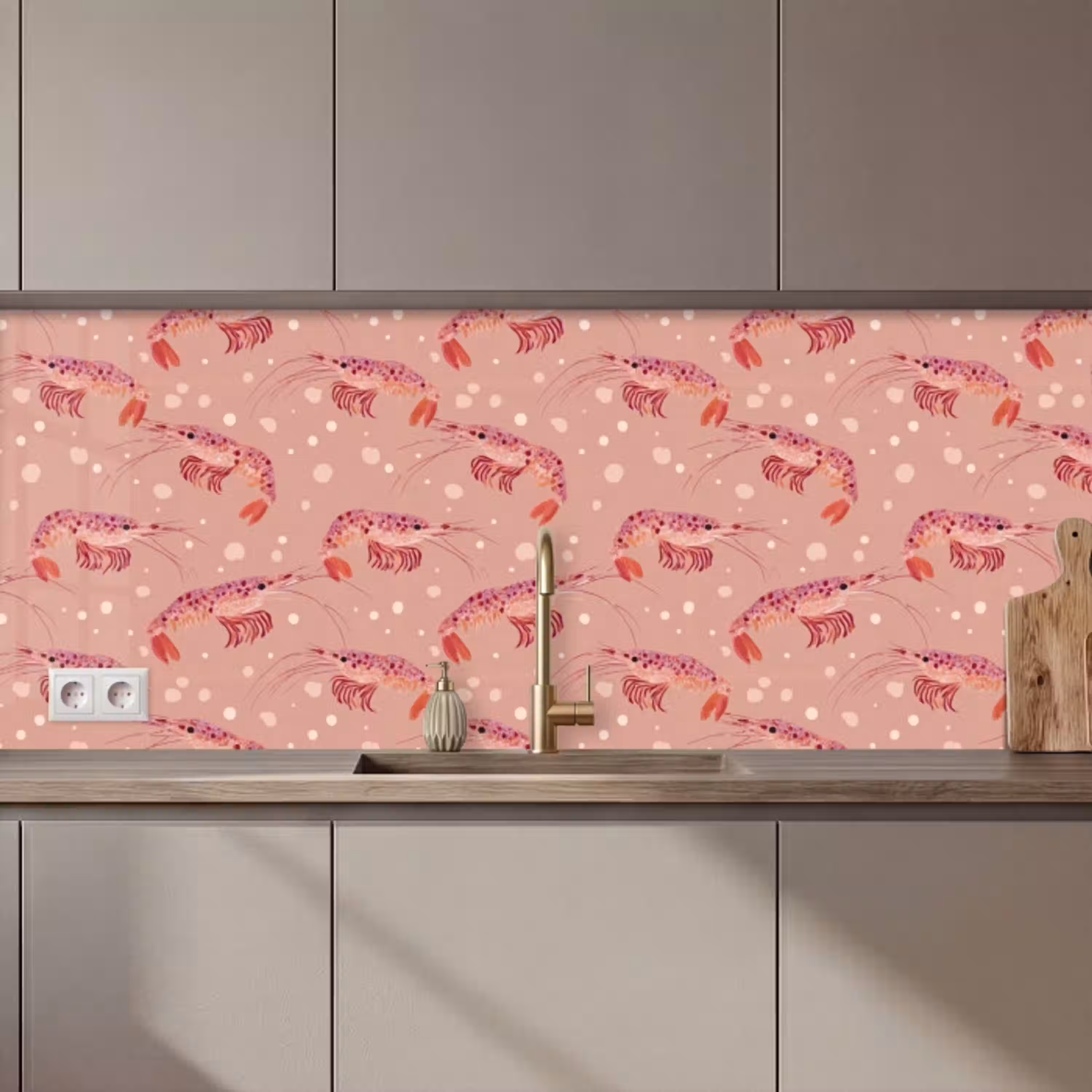 Garnalen - Stippen - Roze keuken achterwand 2 middel 871 zz_3dshopping