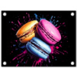 Macarons - Dessert - Graffiti - Kleurrijk - Roze - Blauw - Geel tuinposter los doek klein -3d