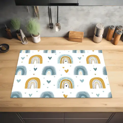 Patroon - Regenboog - Hartjes Inductie beschermer vinyl 3mm klein -sfeer5