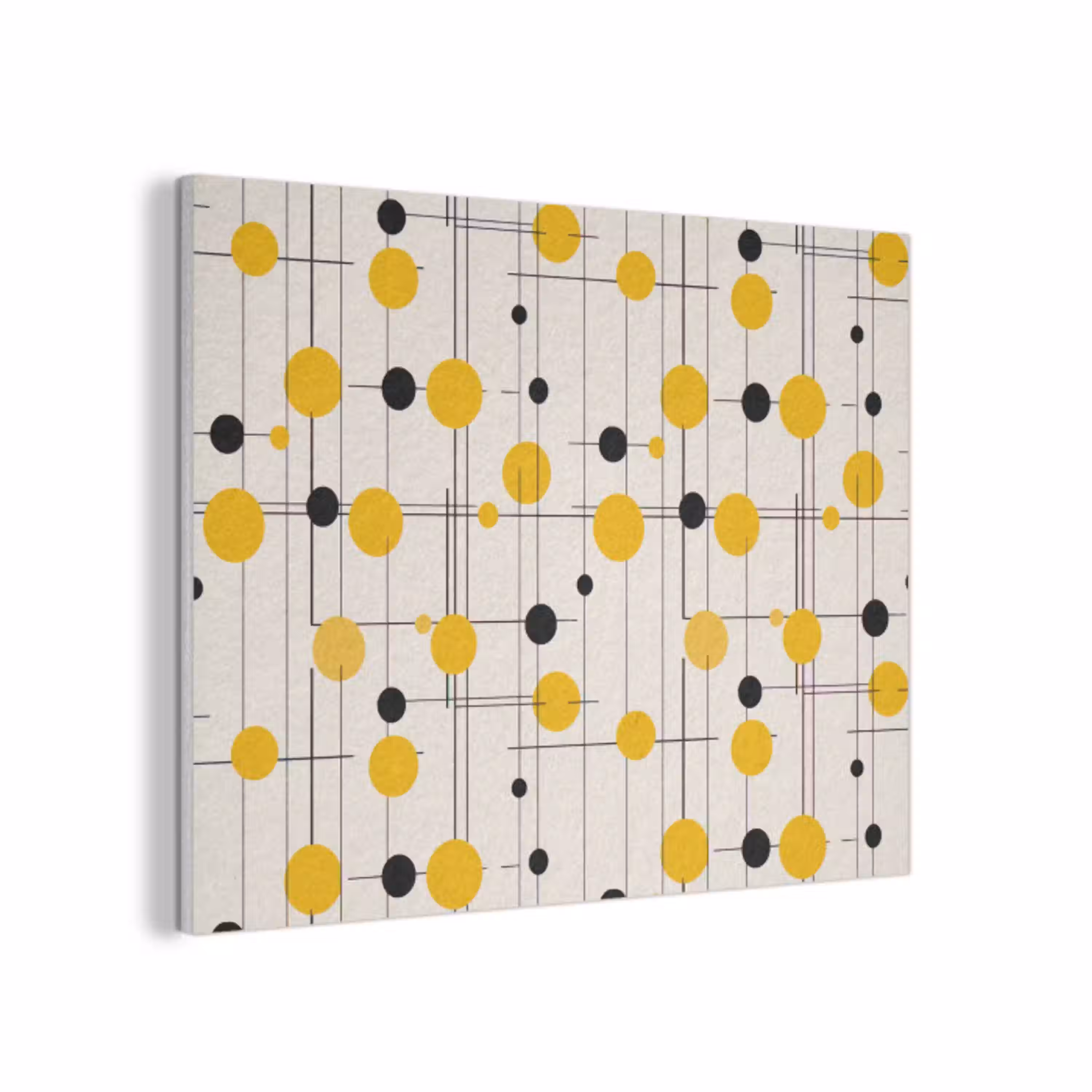 Geometrisch - Retro - Lijnen - Okergeel - Zwart PET vilt klein 837 -3d