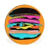 Hamburger - Kleurrijk - Speels Wandcirkel aluminium klein -3d