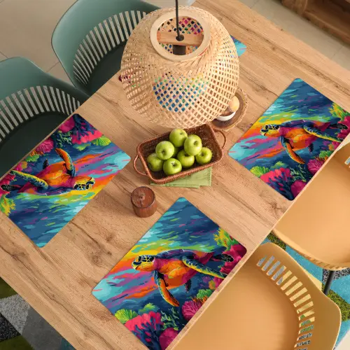 Koraal - Schildpad - Abstract - Water Placemat vinyl groot -zzsfeer5_Kitchenyeah-website