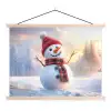 Sneeuwpop - Zonsondergang - Wit textielposter latten blank klein -3d