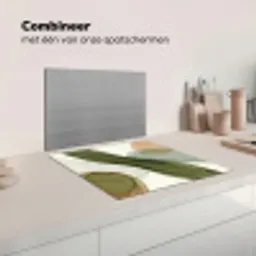 Abstract - Vormen - Modern - Kunst - Groen - Bruin Inductie beschermer vinyl 3mm middel -wsfeer7_website