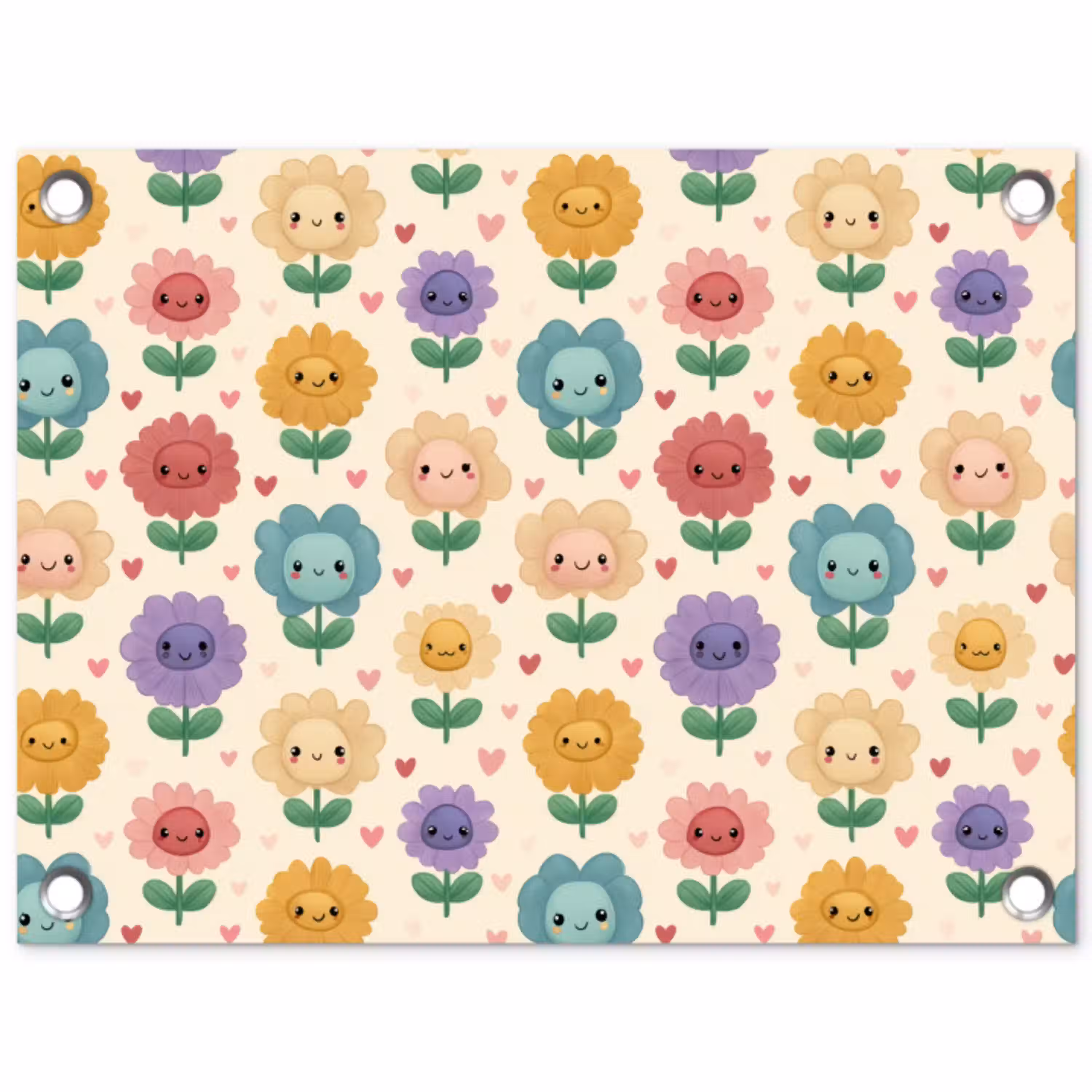 Bloemen - Hartjes - Kleurrijk tuinposter los doek klein 239 -3d