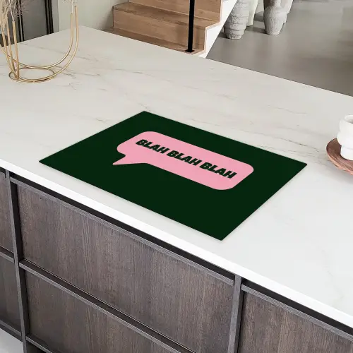 Tekstwolk - BLAH BLAH BLAH - Roze Inductie beschermer vinyl 3mm klein -sfeer8