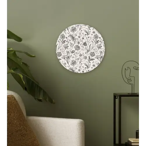 Classic - Black - White - Floral Wandcirkel kunststof plaat 5mm dik klein 188 -sfeer3