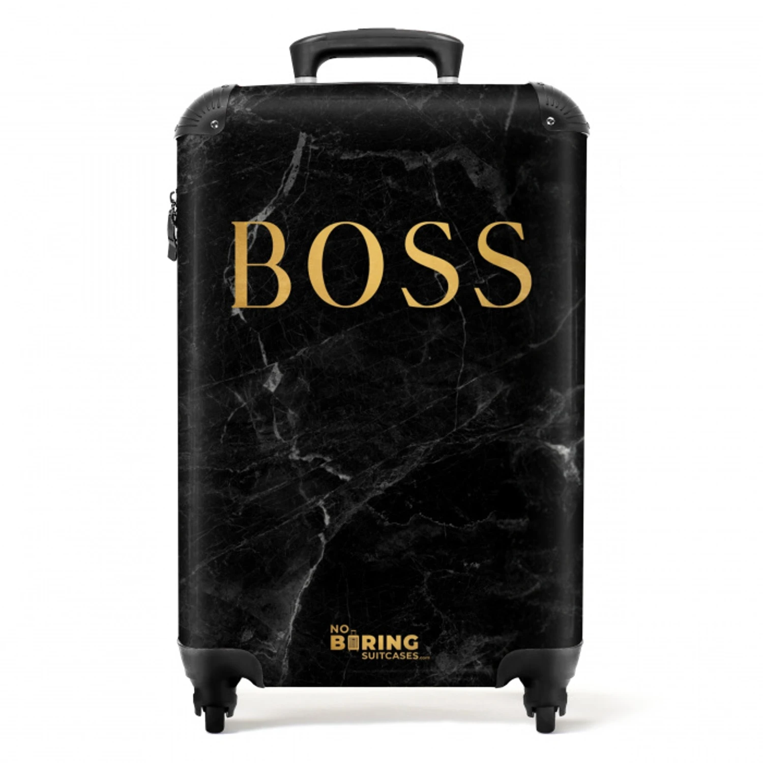 Quotes - Boss - Marmer look - Goud - Zwart NBS - Handbagage koffer - Unisex middel -productfoto_recht