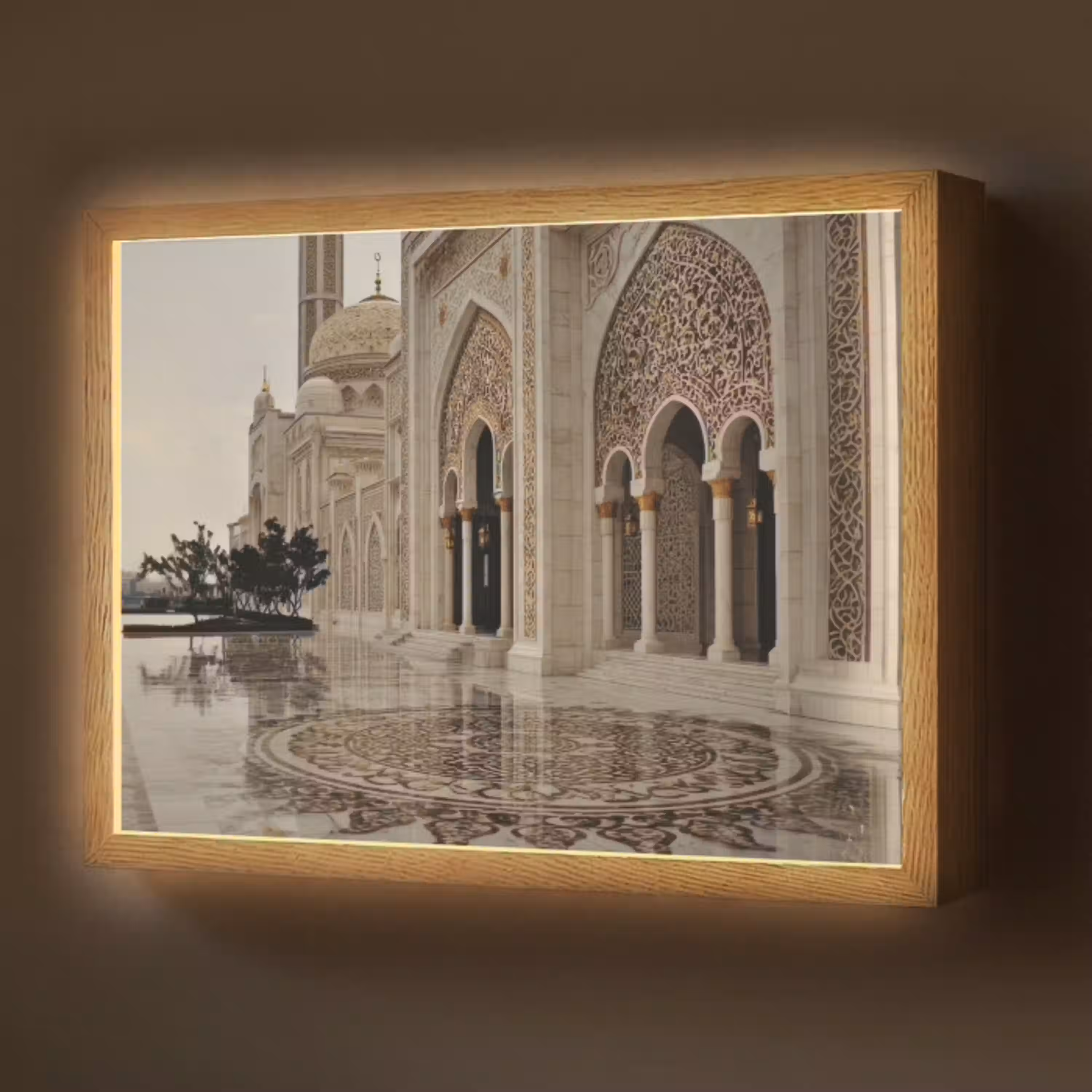 Gouden details - Marmer - Islamitisch Light Box met batterij (Wandlamp) middel -z3d_website