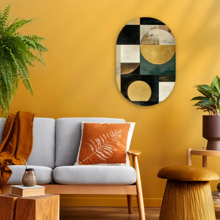 Abstract - Goud - Brons - Vormen - Geometrisch Wandcirkel Ovaal Forex klein -sfeer4