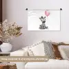 Zebra - Baby - Dieren - Roze ballon Wandkleed katoen klein -sfeer1