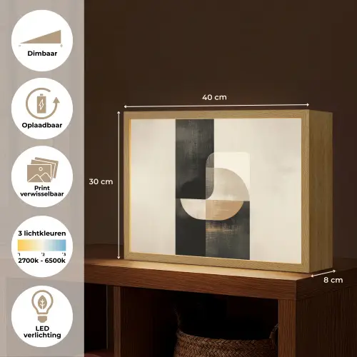 Modern - Vierkant - Vormen Light Box met batterij (Wandlamp) middel -USP_websiteoverzichtNL