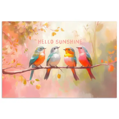 Vogels - Tak - Quote - Roze poster papier klein -3d