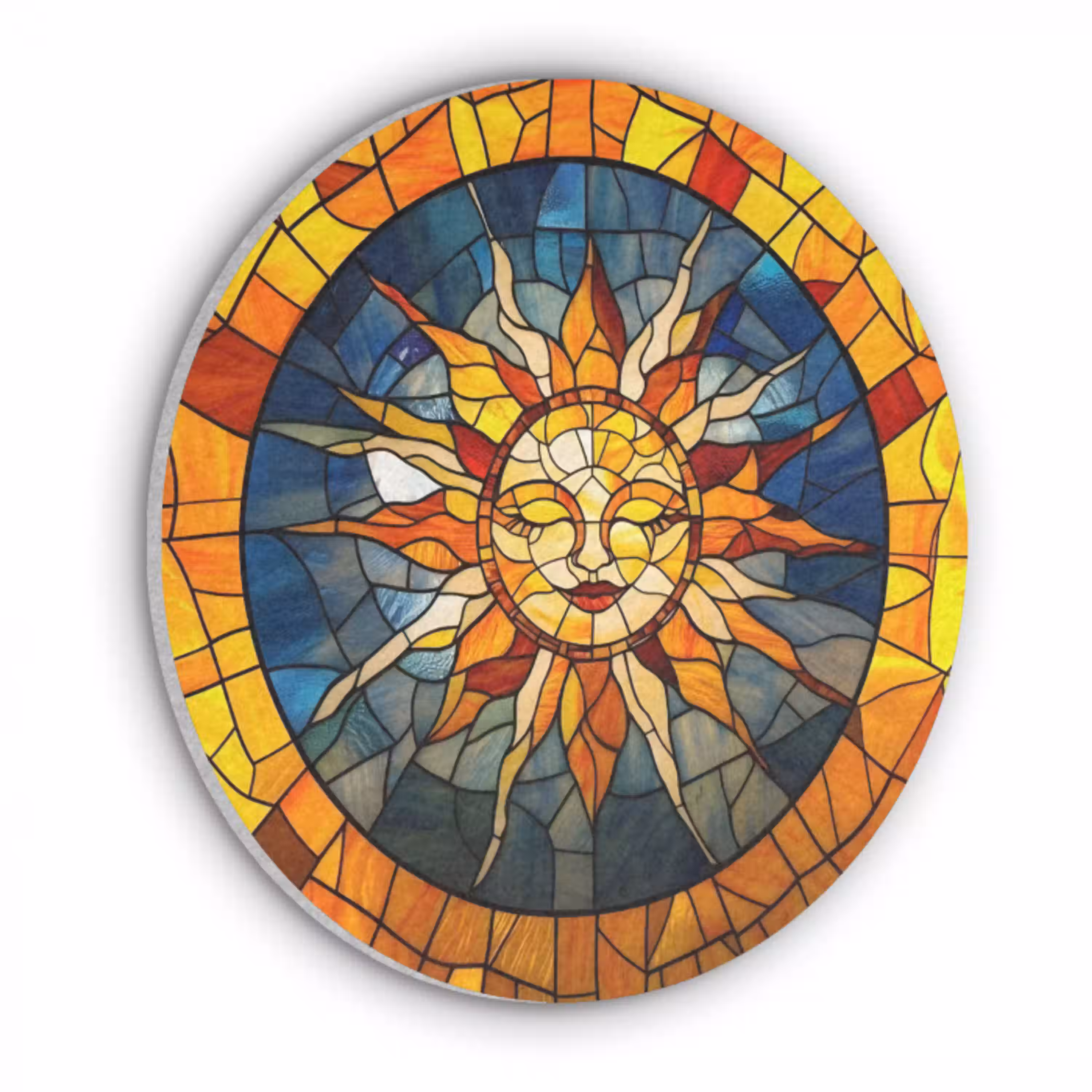 Mozaïek - Zon - Geel - Cirkel Akoestische PET Vilt - Rond klein -3d