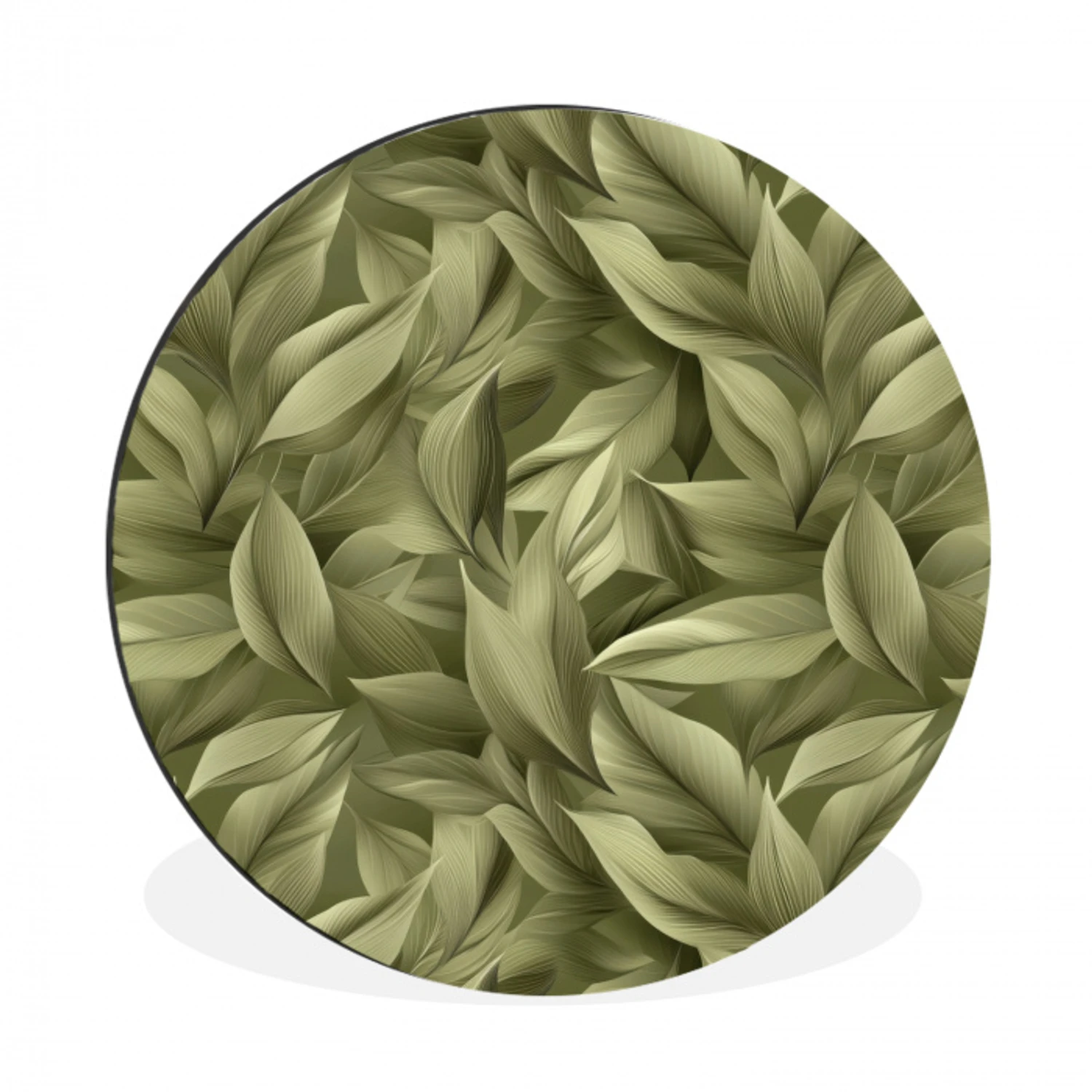 Bladeren - Modern - Groen Wandcirkel aluminium klein 190 -3d