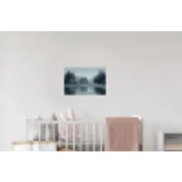 Bos - Meer - Mist - Natuur - Grijs Muursticker klein -kinderkamer