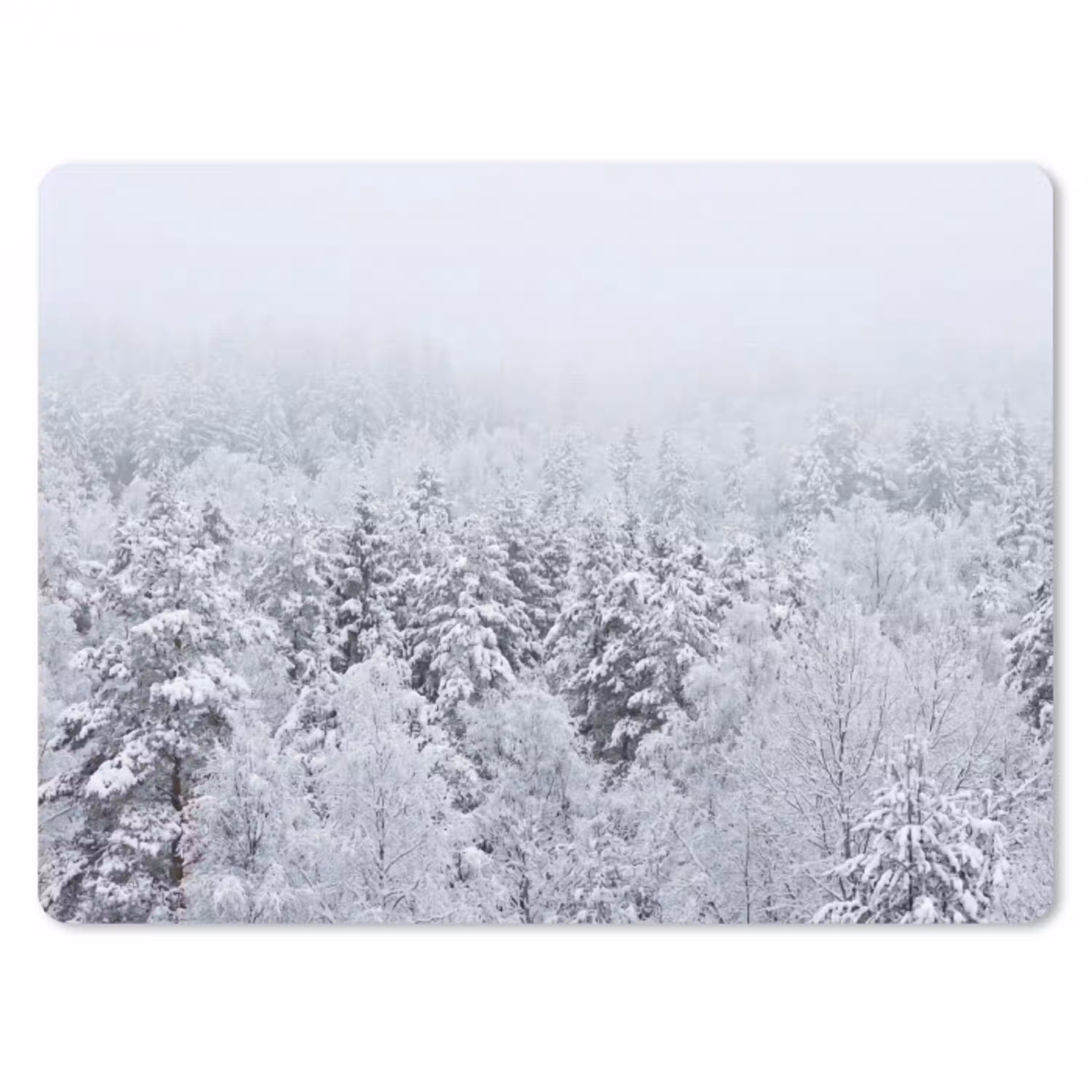 Bos - Sneeuw - Winter - Natuur - Wit muismat rubber klein -3d