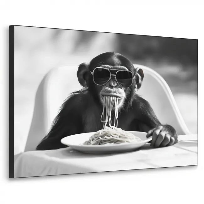 Art frame - Aap - Spaghetti - Zonnebril - Zwart wit - Cool - Dier