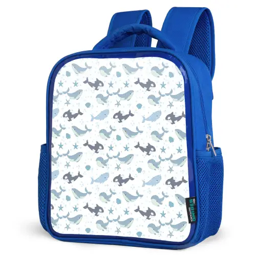 Oceaan - Walvis - Orka - Blauw Kinderrugzak - Blauw middel 862 -schuin