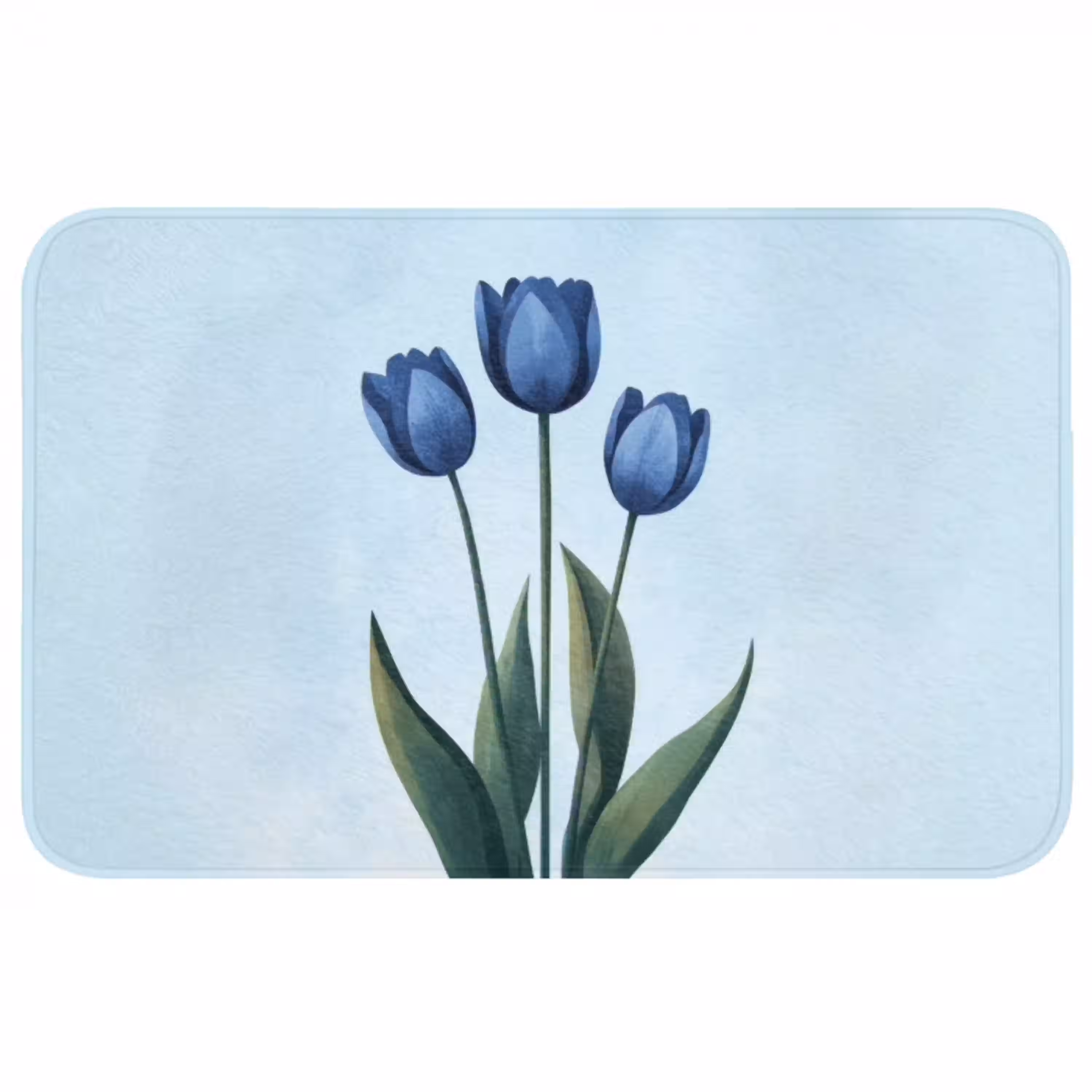Tulpen - Blauw - Bladeren WCmat middel -3d