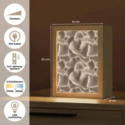 Waaiervorm - Beige - Vezel textuur Light Box met kabel (Tafellamp) klein 925 -USP_NL