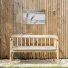 Riet - Meer - Winter - Natuur - Sneeuw - Beige Tuinposter op houten frame 2 cm dik klein -sfeer4
