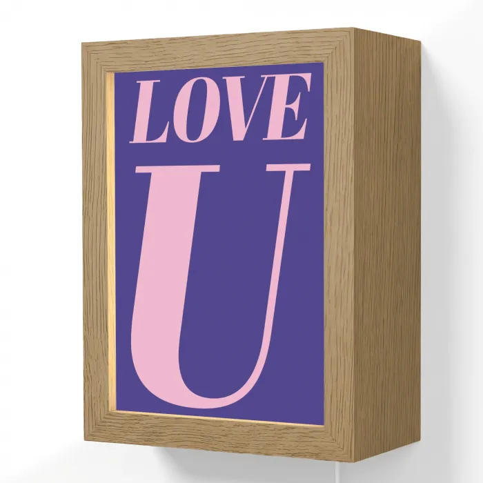 Love - Blauw - Valentijn Light Box met kabel (Wandlamp) klein -3d