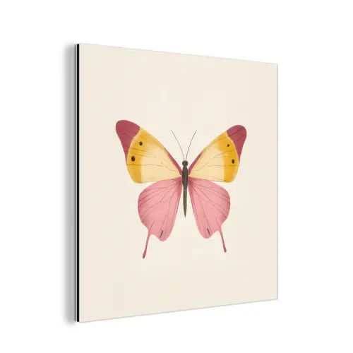 Vlinder - Illustratie - Roze aluminium wit klein -3d