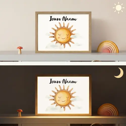 Zon - Wolken - Pastel kleuren Light Box met batterij (Wandlamp kind) middel -sfeer3_kind