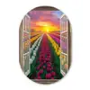 Doorkijk - Bloemen - Tulpen - Kleurrijk - Zonsondergang Wandcirkel Ovaal Glas middel -3d