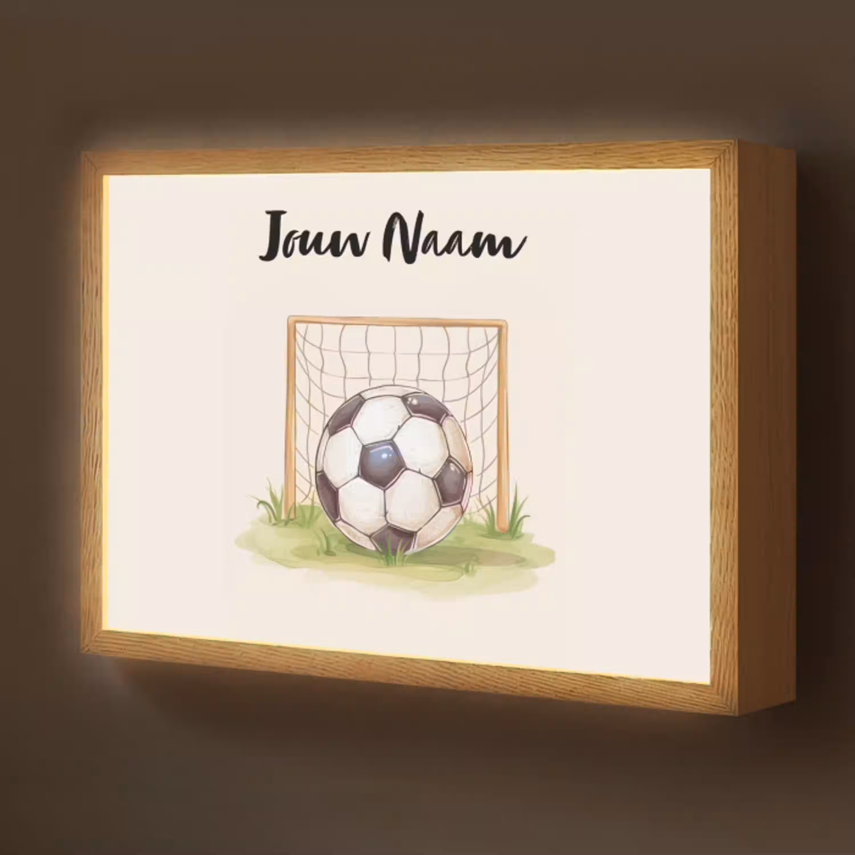 Voetbal - Goal - Gras - Beige Light Box met batterij (Wandlamp kind) middel -z3d_website
