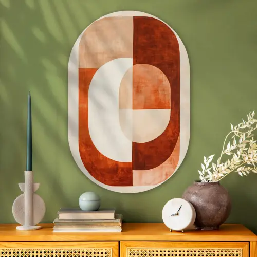 Illustratie - Abstract - Vormen - Rood Wandcirkel Ovaal Glas middel -sfeer2