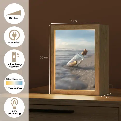 Glazenfles - Post - Zee - Zand Light Box met kabel (Tafellamp) klein -USP_NL