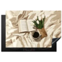 Boek - Illustratie - Tulpen - Koffie Inductie beschermer vinyl 3mm klein -3d