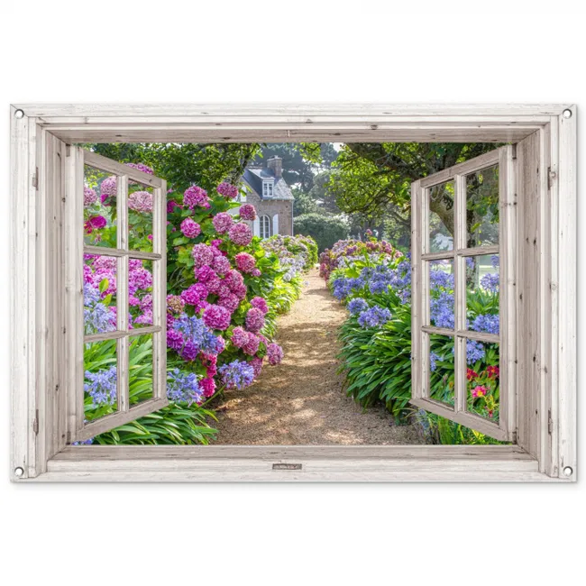 Tuinposter - Uitzicht op Bloementuin