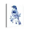 Vogel - Delfts blauw - Illustratie - Bloemen aluminium wit klein -3d