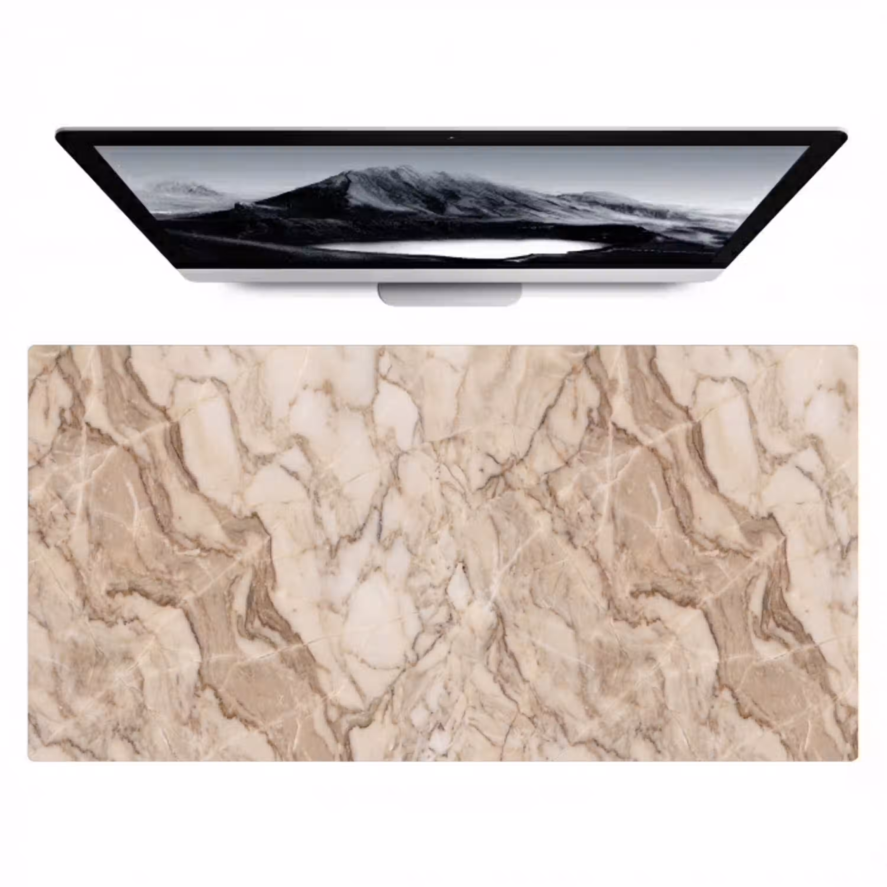 Marmer - Aderen - Textuur - Beige - Modern Muismat XXL klein -zzz3d