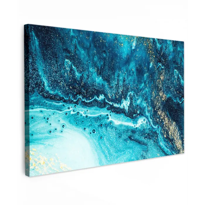Marmerlook - Blauw - Goud - Luxe - Glitter - Marmer canvas 2cm klein -z3d