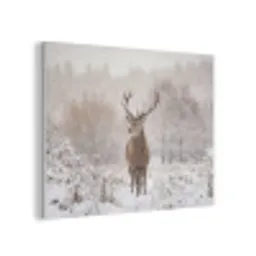 Edelhert - Bos - Sneeuw - Winter - Majestueus PET vilt klein -3d