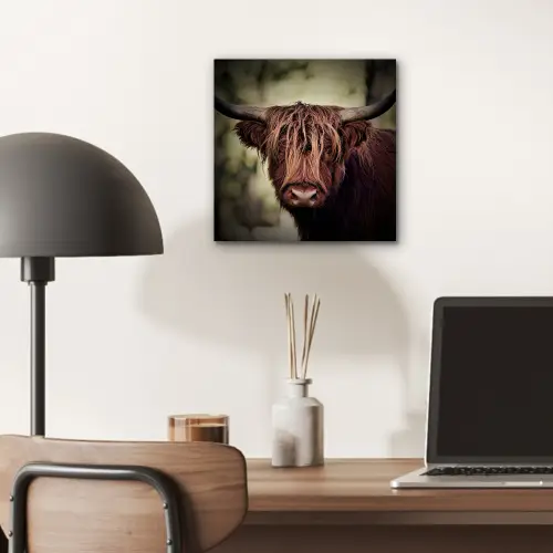 Schotse hooglander - Licht - Portret - Natuur aluminium wit klein -sfeer5