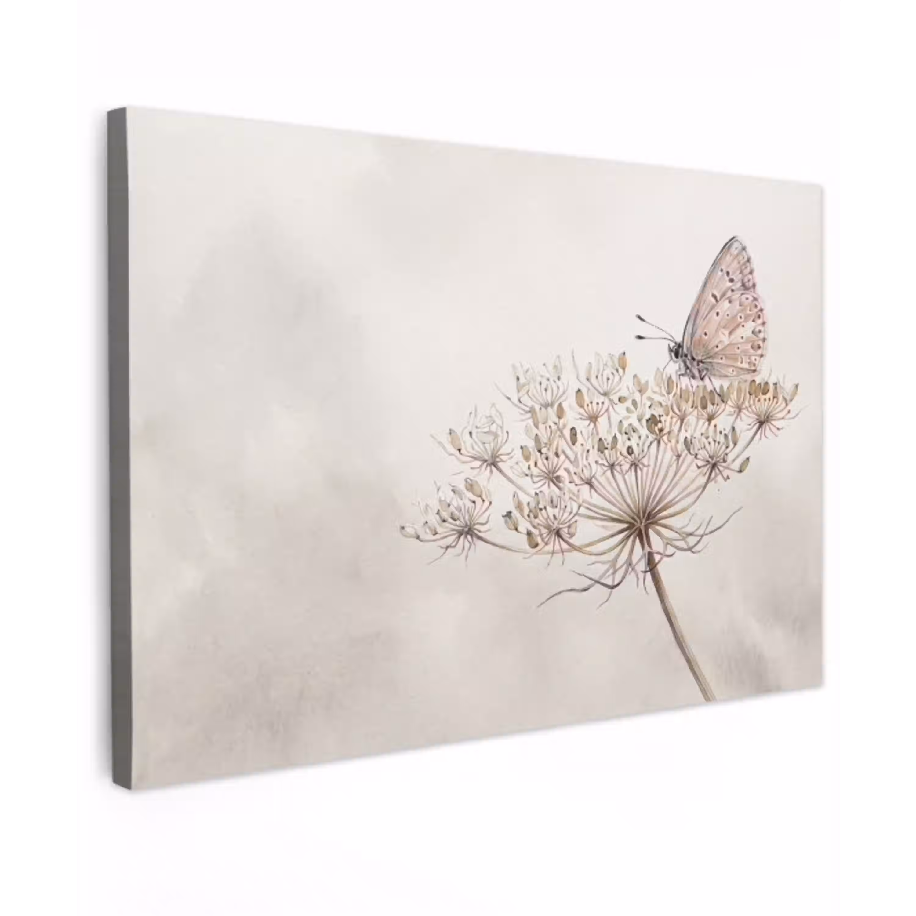 Vlinder - Bloem -Natuur - Beige canvas 2cm klein -z3d