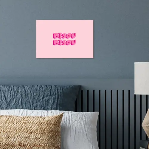 Bisou - Roze - Dikke letters poster papier klein -sfeer2