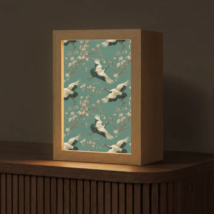 Kersenbloesem - Kraamvogels - Groen Light Box met kabel (Tafellamp) klein 925 -z3d_website