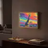 Giraffe - Savanna - Lucht - Gekleurd Light Box met batterij (Wandlamp) middel -sfeer1
