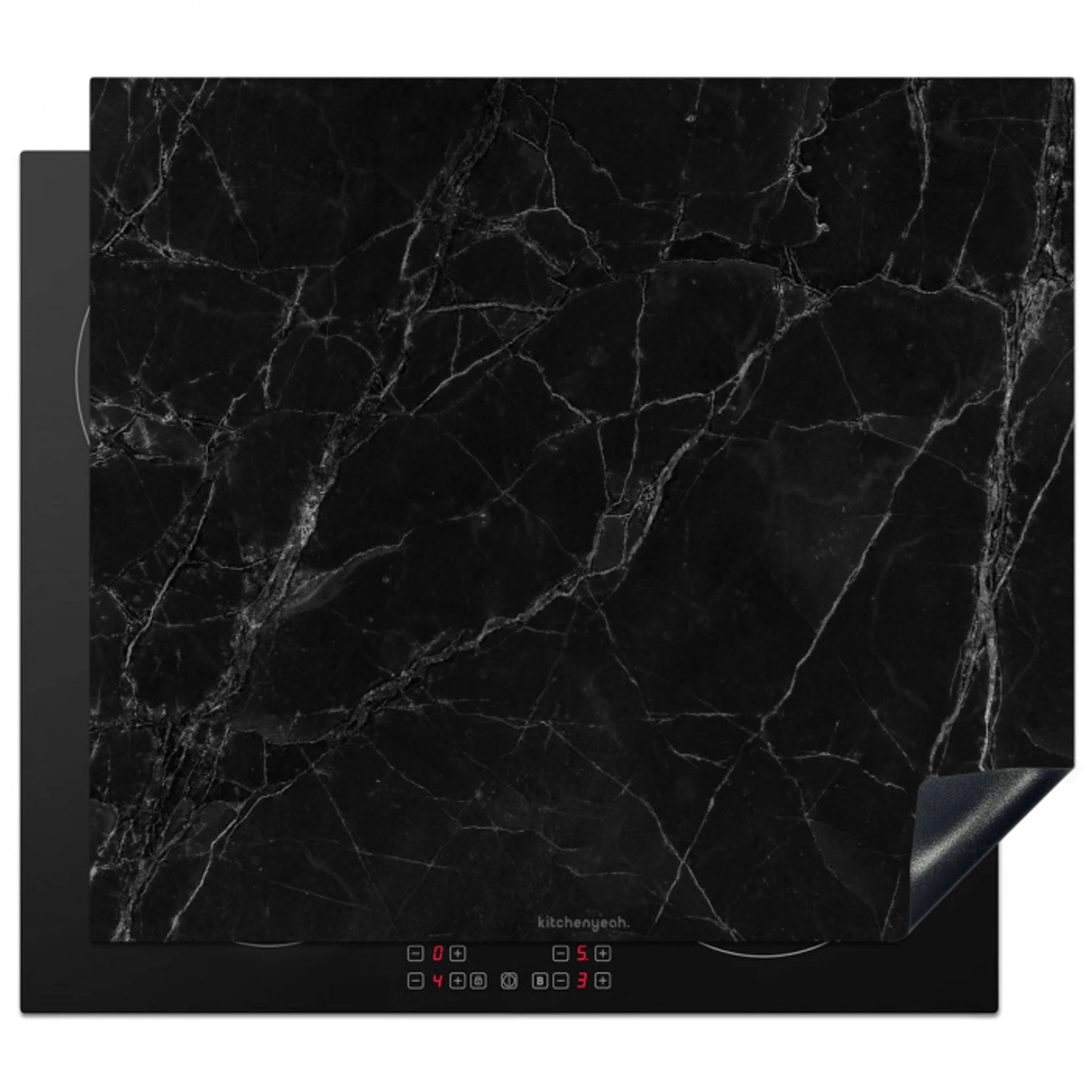 Zwart - Marmer Inductie beschermer vinyl 3mm middel -3d