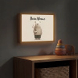 Knuffelbeer - Oranje bloemen - Vriendelijk Light Box met batterij (Wandlamp kind) middel -sfeer5_kind