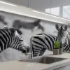 Zebra's - Zwart - Wit keuken achterwand 2 middel -3d_schuin