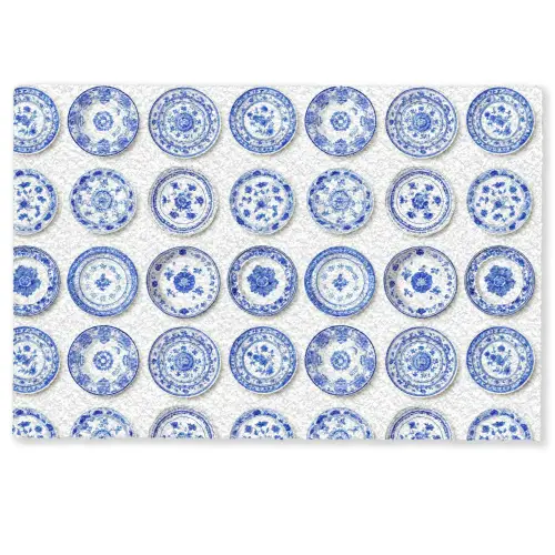 Borden - Bloemen - Patroon - Blauw Deurmat klein 898 -zkaufland3d